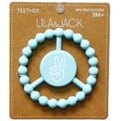 Wholesale - 1pc Silicone Peace Teether - Sky Blue Hand Peace Sign C/P 100, UPC: 195010116190